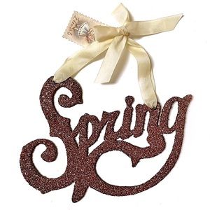Collectible Glass Glittered Spring Sign from Midwest 2005 Wendy Addison